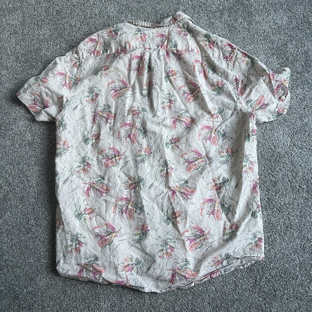 J Crew Shirt Mens Medium Red Floral Short Sleeve Button Up Classic Cotton - Picture 5 of 6